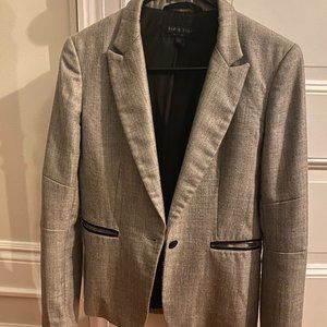 RAG & BONE Wool-Blend Blazer with Zip Pockets in Silver/Gray Size 2